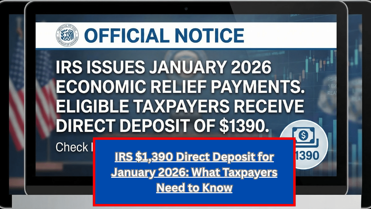 IRS $1,390 Direct Deposit for January 2026